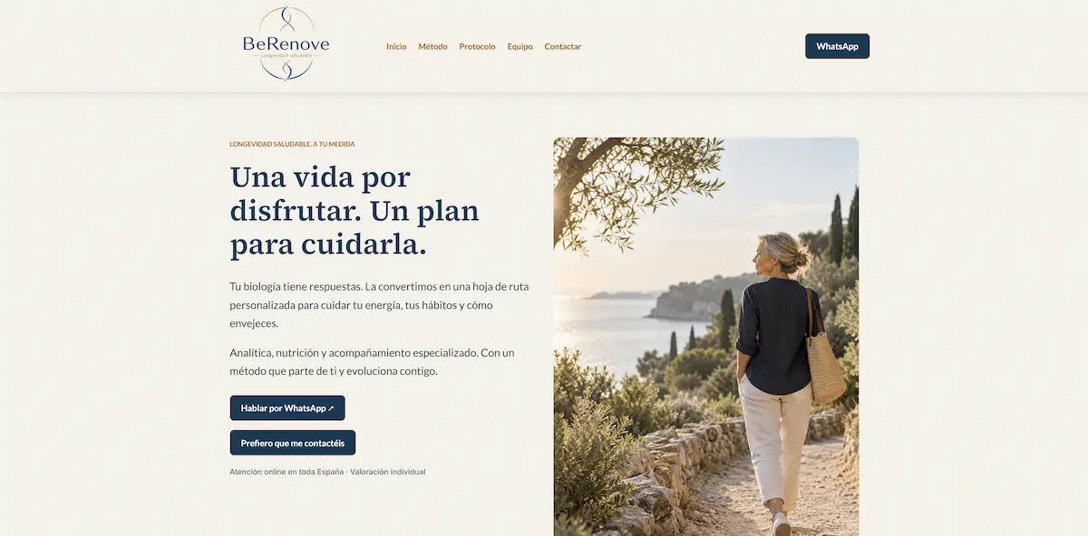 Captura de la web de BeRenove